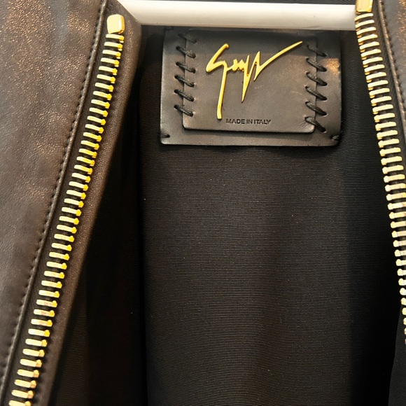 GIUSEPPE ZANOTTI HOODED NAPPA LEATHER BOMBER JACKET with Crystal Chains - Picture 10 of 16